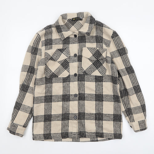 I Saw It First Women’s Beige Check Shacket Jacket Size 8