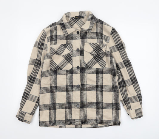 I Saw It First Women’s Beige Check Shacket Jacket Size 8
