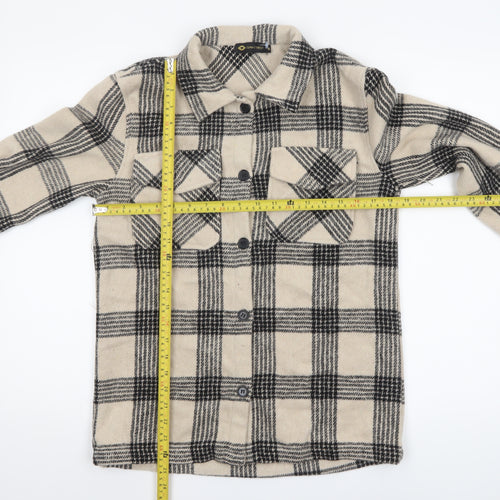 I Saw It First Women’s Beige Check Shacket Jacket Size 8