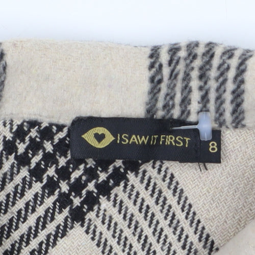 I Saw It First Women’s Beige Check Shacket Jacket Size 8