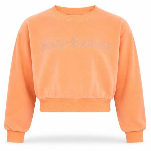 Juicy Couture Girls Orange Velour Rhinestone Logo Pullover Sweatshirt 8-9 Years