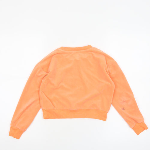 Juicy Couture Girls Orange Velour Rhinestone Logo Pullover Sweatshirt 8-9 Years