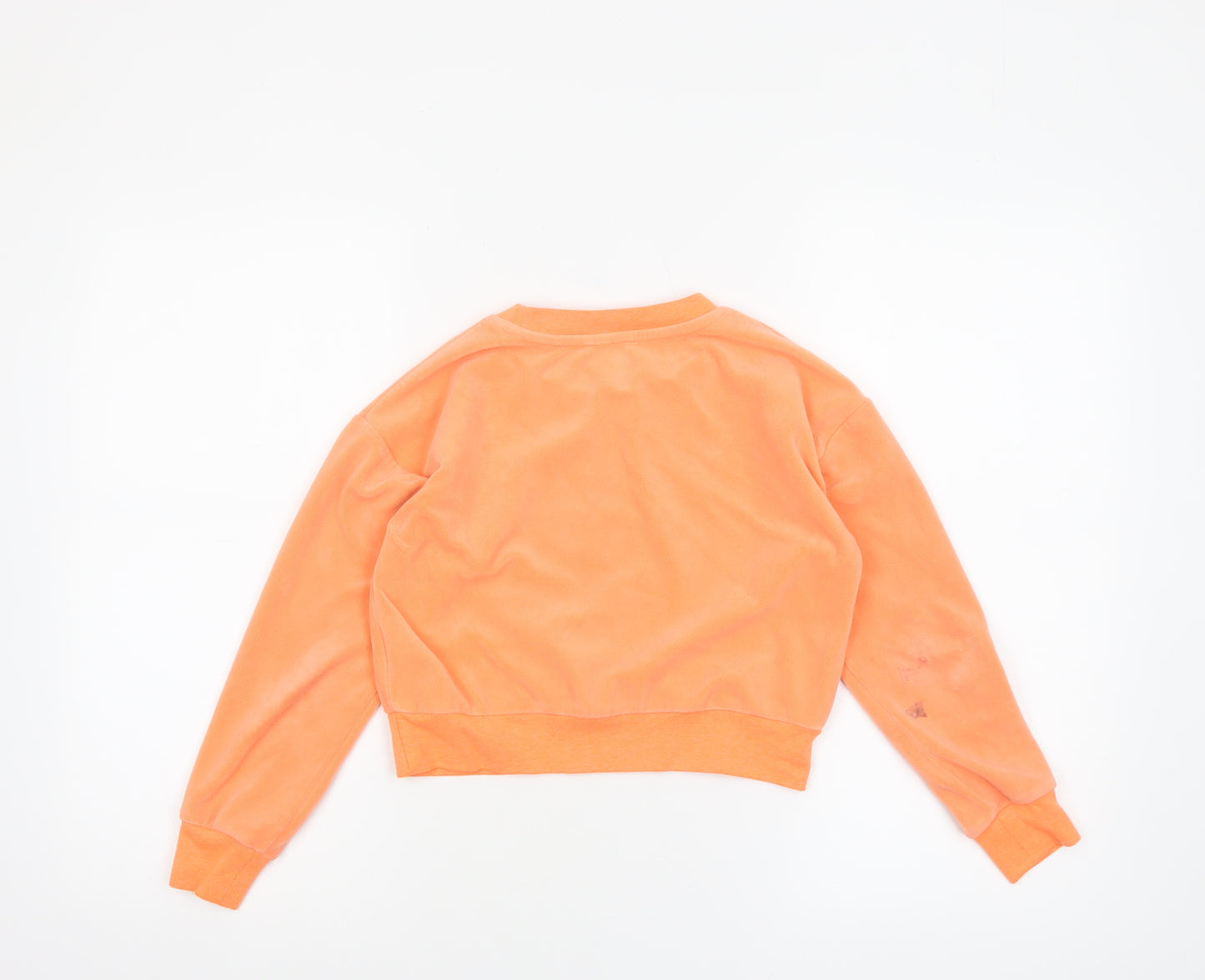 Juicy Couture Girls Orange Velour Rhinestone Logo Pullover Sweatshirt 8-9 Years