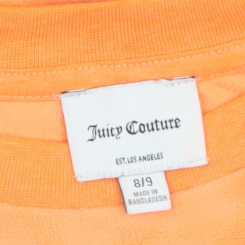 Juicy Couture Girls Orange Velour Rhinestone Logo Pullover Sweatshirt 8-9 Years