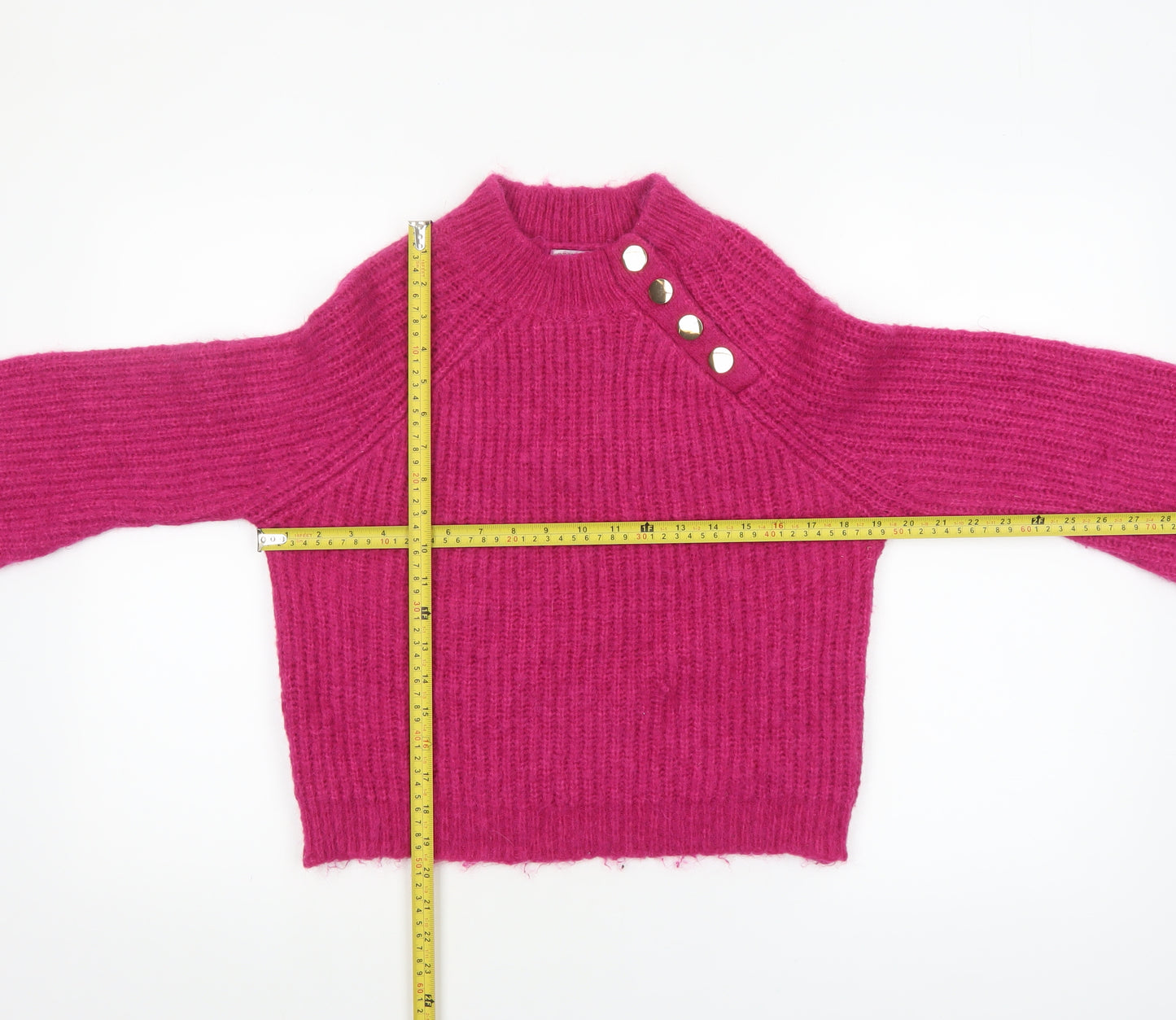 Sonder Studio Women’s Pink Chunky Knit Mock Neck Jumper Size 14