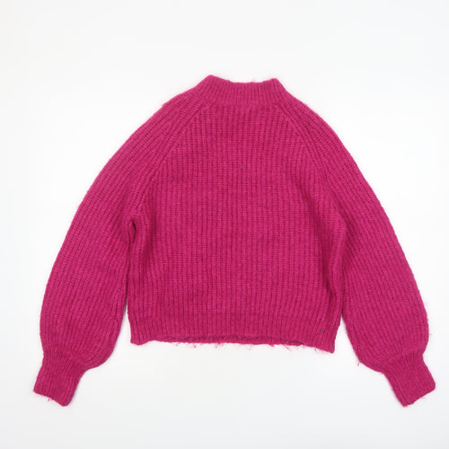 Sonder Studio Women’s Pink Chunky Knit Mock Neck Jumper Size 14