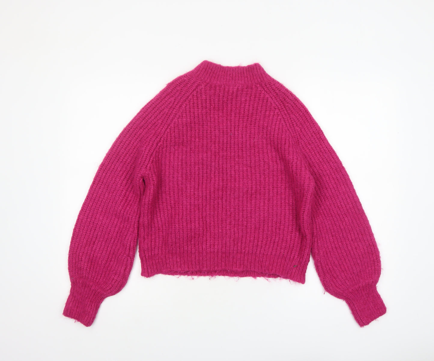 Sonder Studio Women’s Pink Chunky Knit Mock Neck Jumper Size 14
