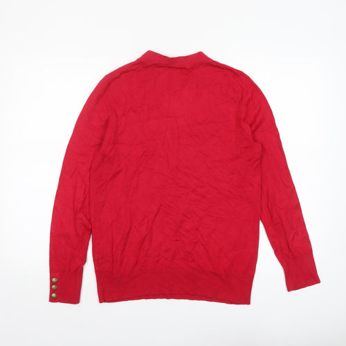 Wallis Women’s Red Mock Neck Button Shoulder Jumper Size 14
