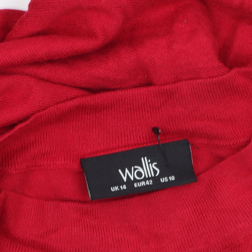 Wallis Women’s Red Mock Neck Button Shoulder Jumper Size 14