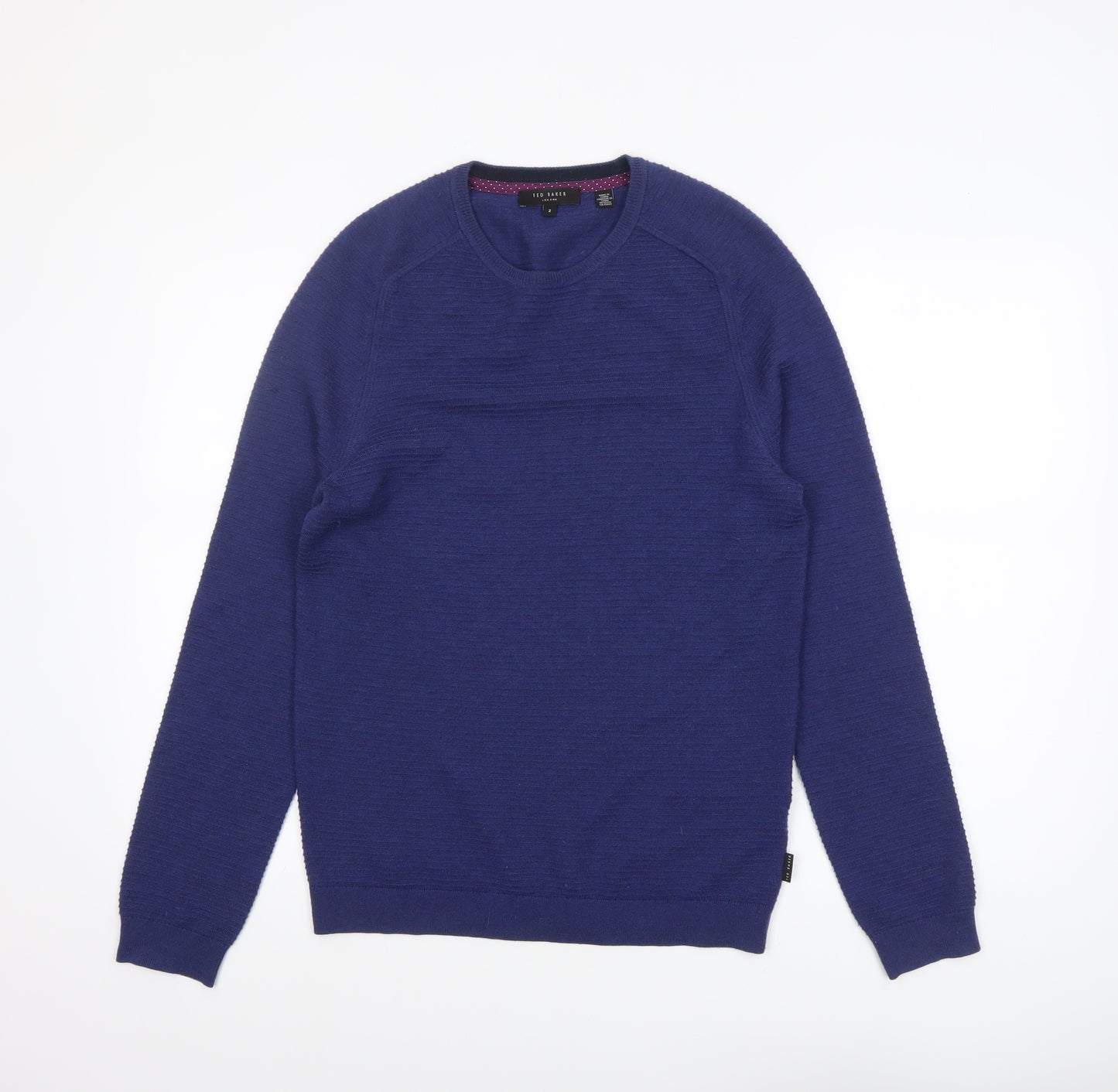 Ted Baker Men Blue Wool Blend Crew Neck Pullover Jumper Size S