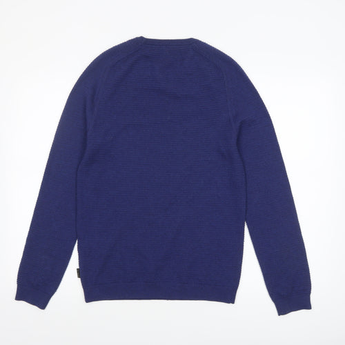 Ted Baker Men Blue Wool Blend Crew Neck Pullover Jumper Size S