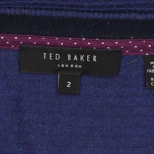 Ted Baker Men Blue Wool Blend Crew Neck Pullover Jumper Size S