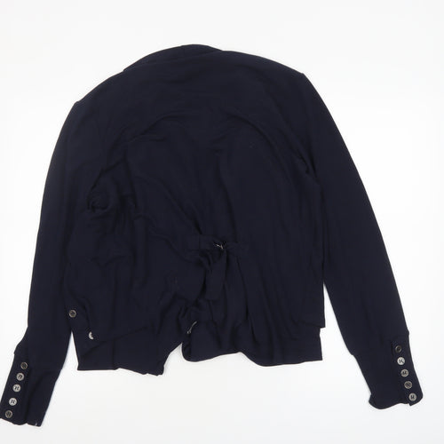 Stella Women Blue Size 16 Collared Button Cuff Cardigan