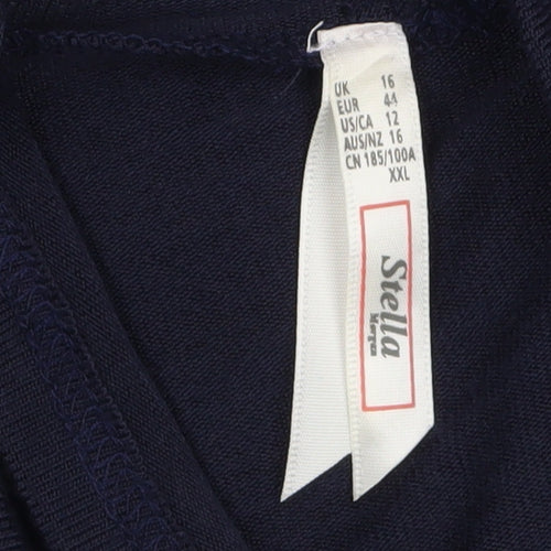 Stella Women Blue Size 16 Collared Button Cuff Cardigan