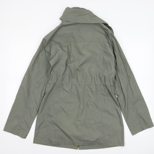 Denim Co Women’s Green Cotton Parka Jacket UK 10 Full Zip Mid-Length