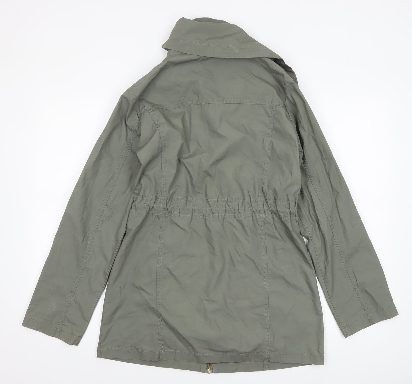 Denim Co Women’s Green Cotton Parka Jacket UK 10 Full Zip Mid-Length