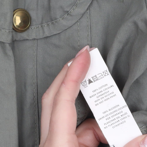 Denim Co Women’s Green Cotton Parka Jacket UK 10 Full Zip Mid-Length