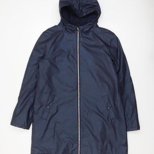 Marks and Spencer Girls Blue Hooded Rain Coat 15-16 Years Waterproof Lined