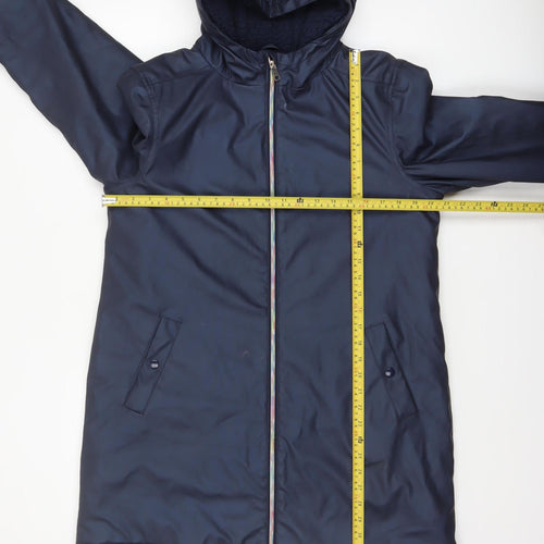 Marks and Spencer Girls Blue Hooded Rain Coat 15-16 Years Waterproof Lined