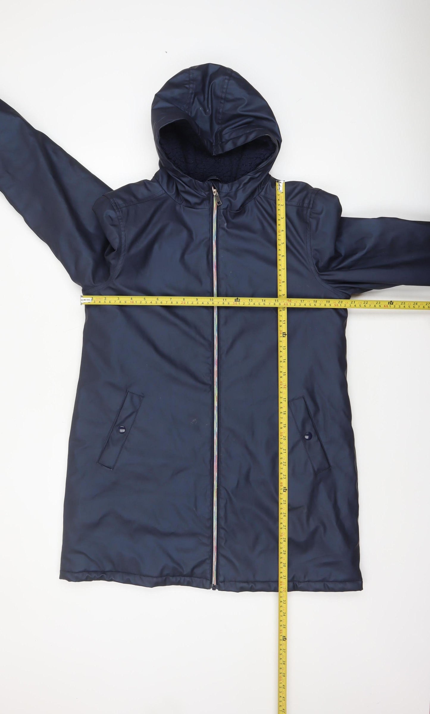 Marks and Spencer Girls Blue Hooded Rain Coat 15-16 Years Waterproof Lined