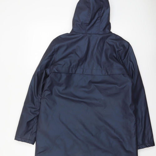 Marks and Spencer Girls Blue Hooded Rain Coat 15-16 Years Waterproof Lined