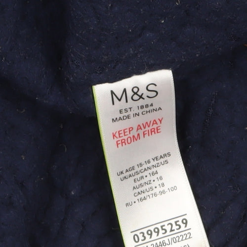 Marks and Spencer Girls Blue Hooded Rain Coat 15-16 Years Waterproof Lined