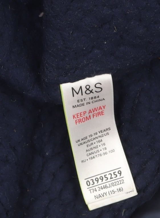 Marks and Spencer Girls Blue Hooded Rain Coat 15-16 Years Waterproof Lined
