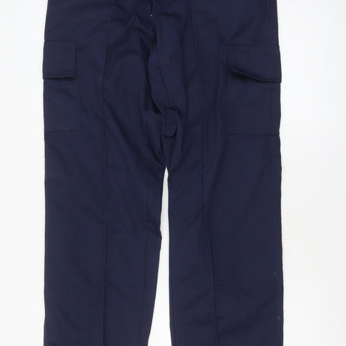 Uneek Men's Navy Blue Cargo Trousers 32L Polyester Cotton Workwear