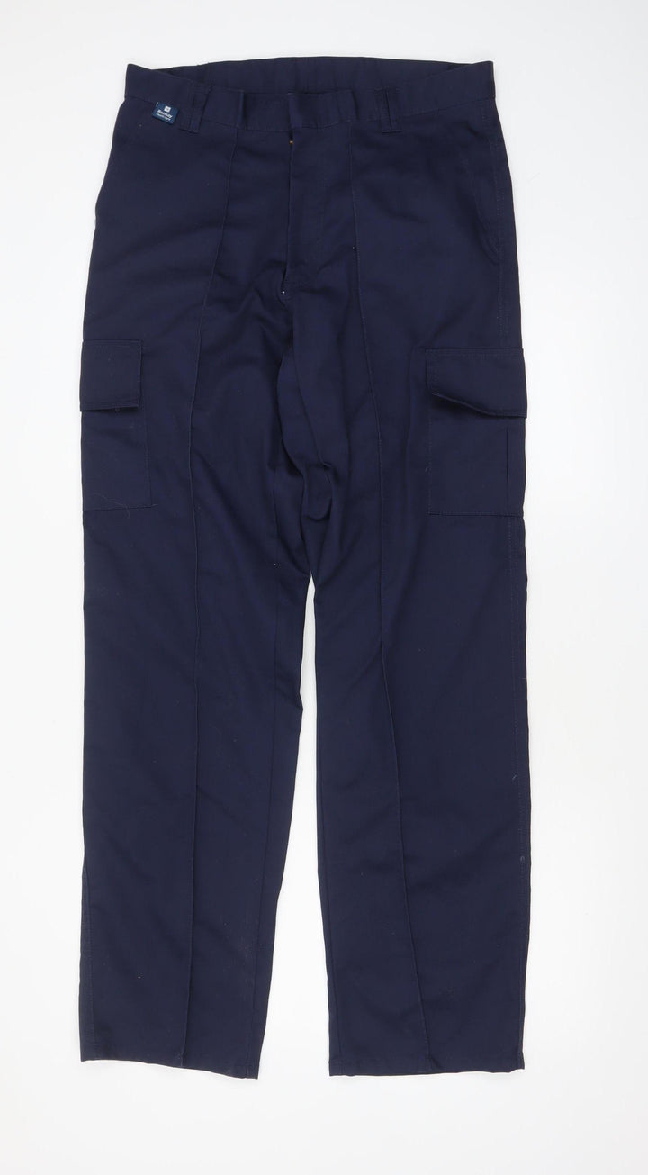 Uneek Men's Navy Blue Cargo Trousers 32L Polyester Cotton Workwear