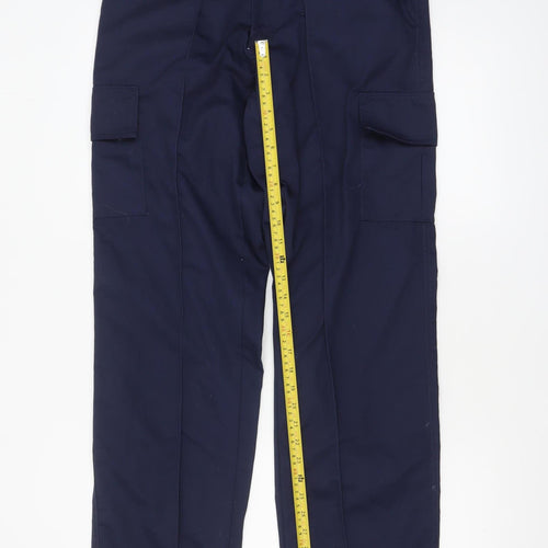 Uneek Men's Navy Blue Cargo Trousers 32L Polyester Cotton Workwear