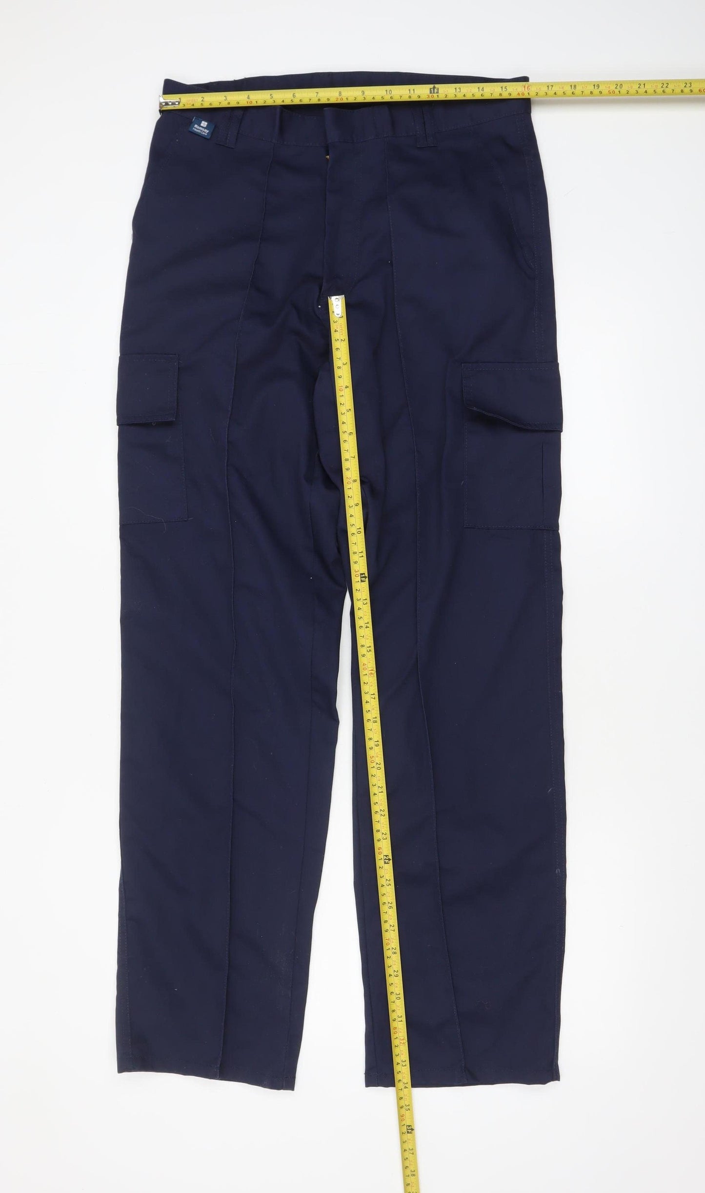 Uneek Men's Navy Blue Cargo Trousers 32L Polyester Cotton Workwear