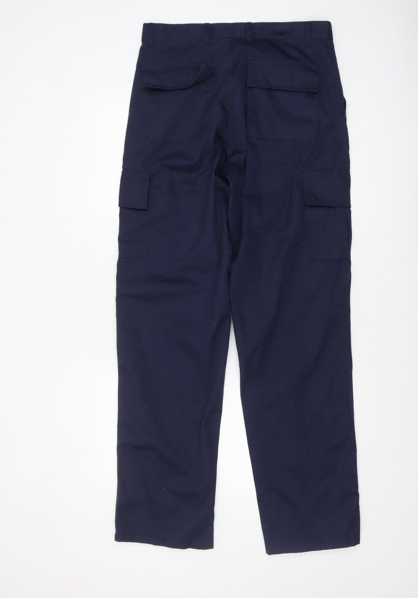 Uneek Men's Navy Blue Cargo Trousers 32L Polyester Cotton Workwear