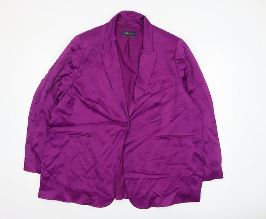Marks and Spencer Women Purple Viscose Single-Breasted Blazer Size 24