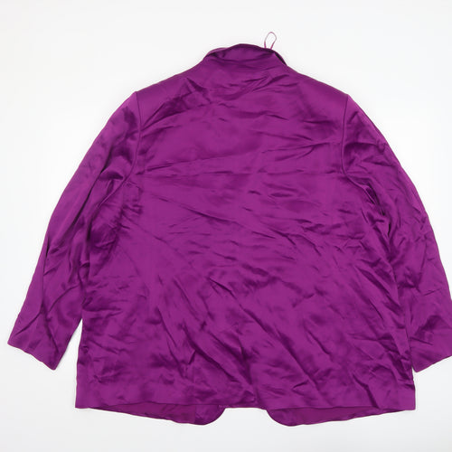 Marks and Spencer Women Purple Viscose Single-Breasted Blazer Size 24
