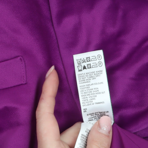 Marks and Spencer Women Purple Viscose Single-Breasted Blazer Size 24
