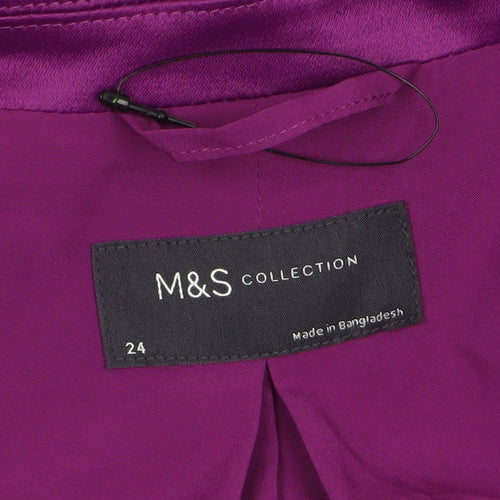 Marks and Spencer Women Purple Viscose Single-Breasted Blazer Size 24
