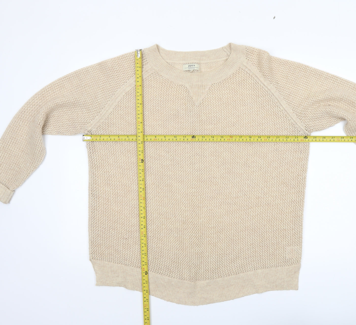 Papaya Women Beige Size 20 Knitted Pullover Jumper Long Sleeve