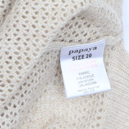 Papaya Women Beige Size 20 Knitted Pullover Jumper Long Sleeve