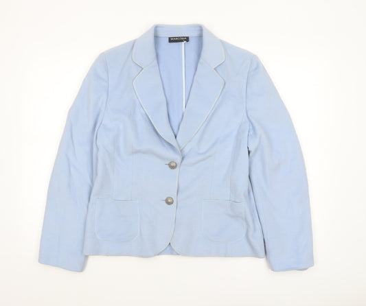 Marcona Women Blue Size 12 Classic Two-Button Blazer Jacket
