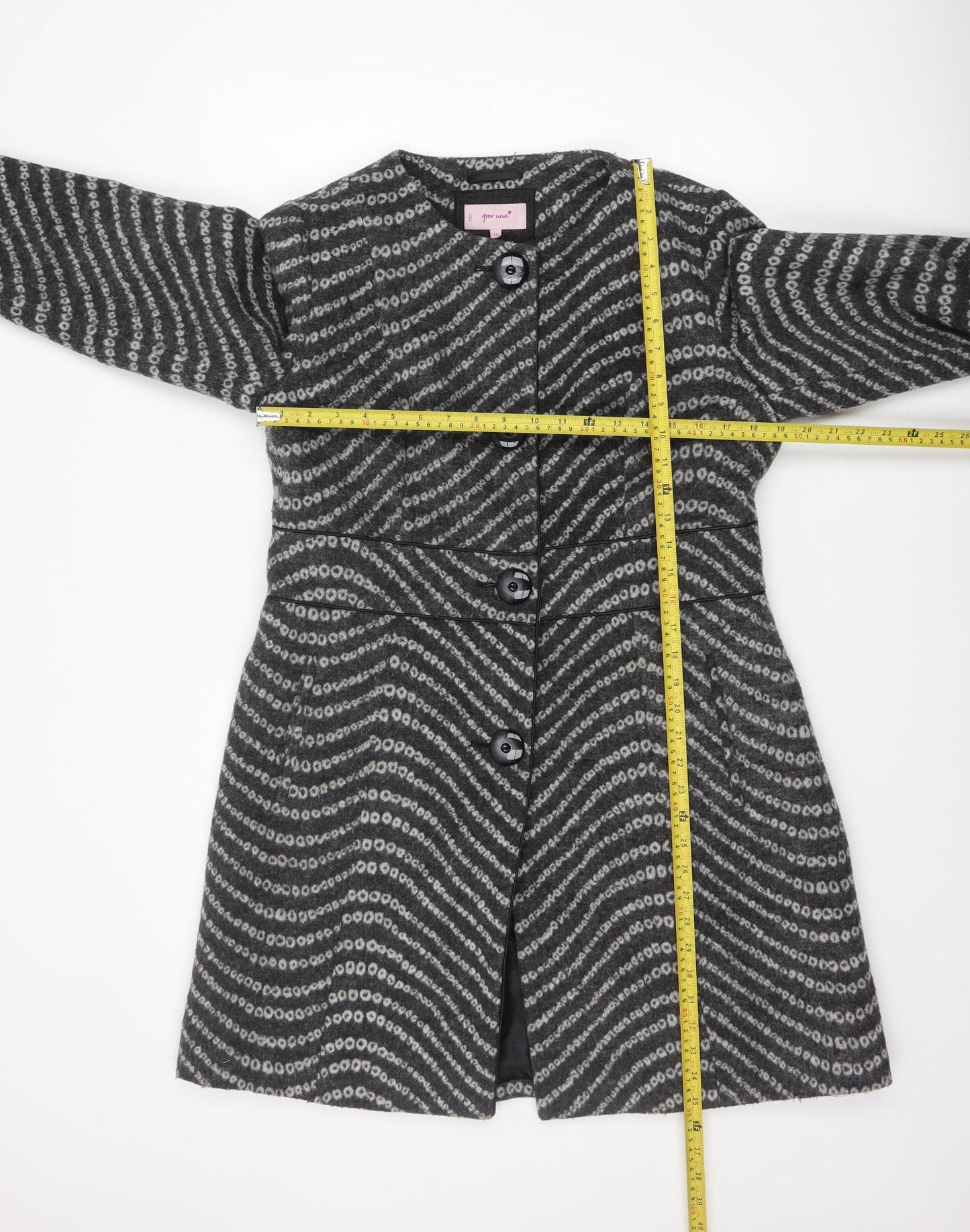 Marks and Spencer Per Una Women's Grey Wool Blend Overcoat Size 14
