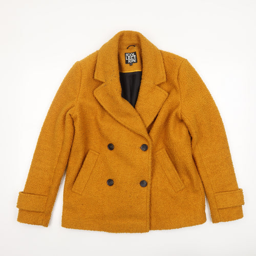 The Collection Debenhams Women's Yellow Pea Coat Size 10 Lined Classic Style
