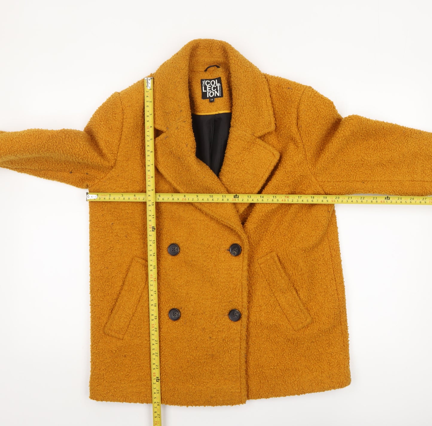 The Collection Debenhams Women's Yellow Pea Coat Size 10 Lined Classic Style
