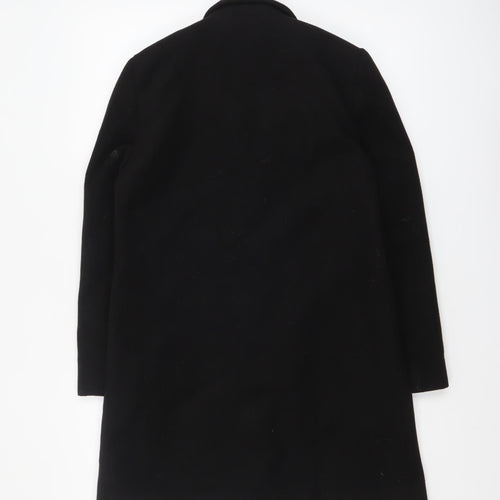 Topshop Women's Black Wool-Blend Mid-Length Coat Size 6