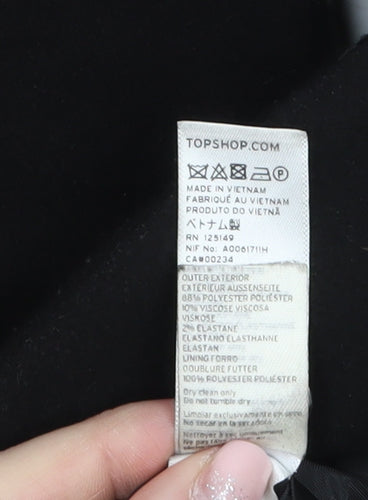 Topshop Women's Black Wool-Blend Mid-Length Coat Size 6