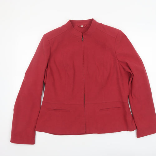 EWM Women's Red Size 16 Classic Mid-Length Zip Jacket