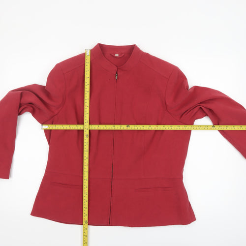 EWM Women's Red Size 16 Classic Mid-Length Zip Jacket