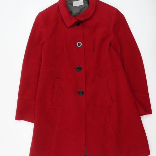 John Lewis Women Red Wool Blend Mid-Length Overcoat Size 14