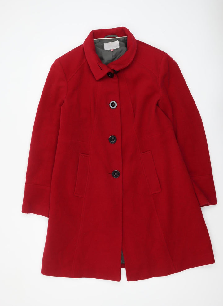 John Lewis Women Red Wool Blend Mid-Length Overcoat Size 14
