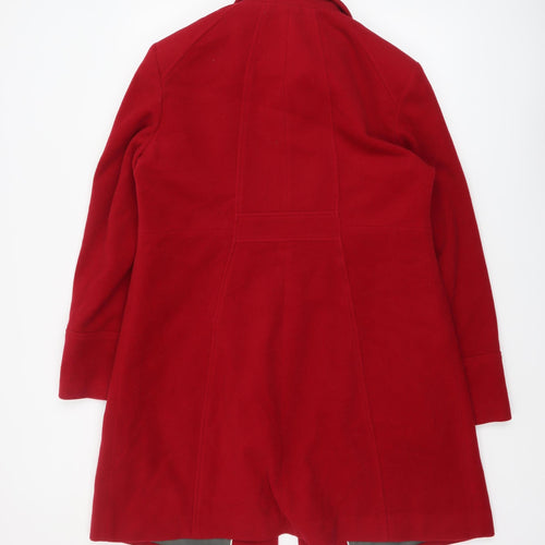 John Lewis Women Red Wool Blend Mid-Length Overcoat Size 14