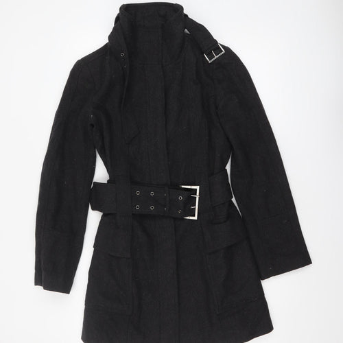 Zara Basic Women's Black Wool Trench Coat Belted Mid-Length S